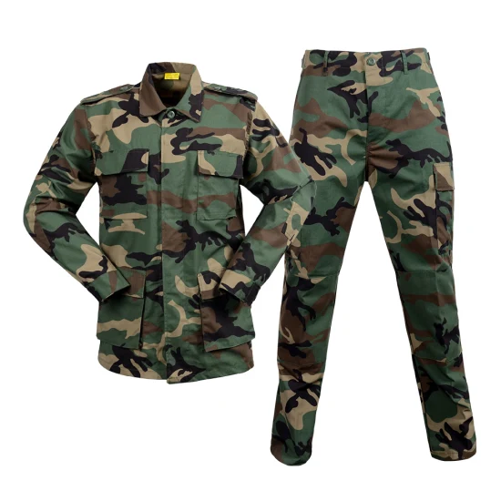 Uniforme da combattimento tattica da uomo in stile polizia militare 65% poliestere e 35% cotone mimetica boschiva Bdu uniforme stile militare